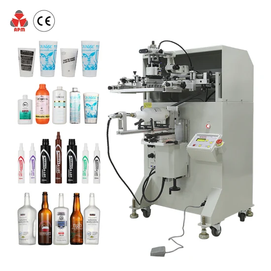 香水瓶、ガラス瓶、プラスチックカップ用の中国製円筒マルチカラーS350半自動スクリーン印刷機